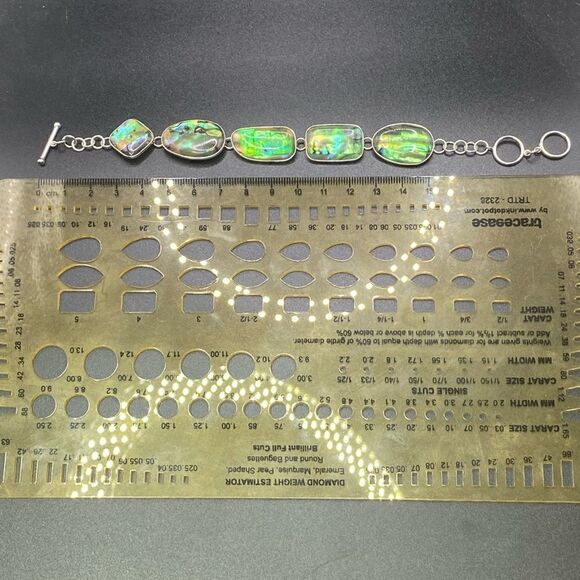 LUC 925 signed Marked Lucas Lameth abalone sterling silver adjustable bracelet - Picture 8 of 10